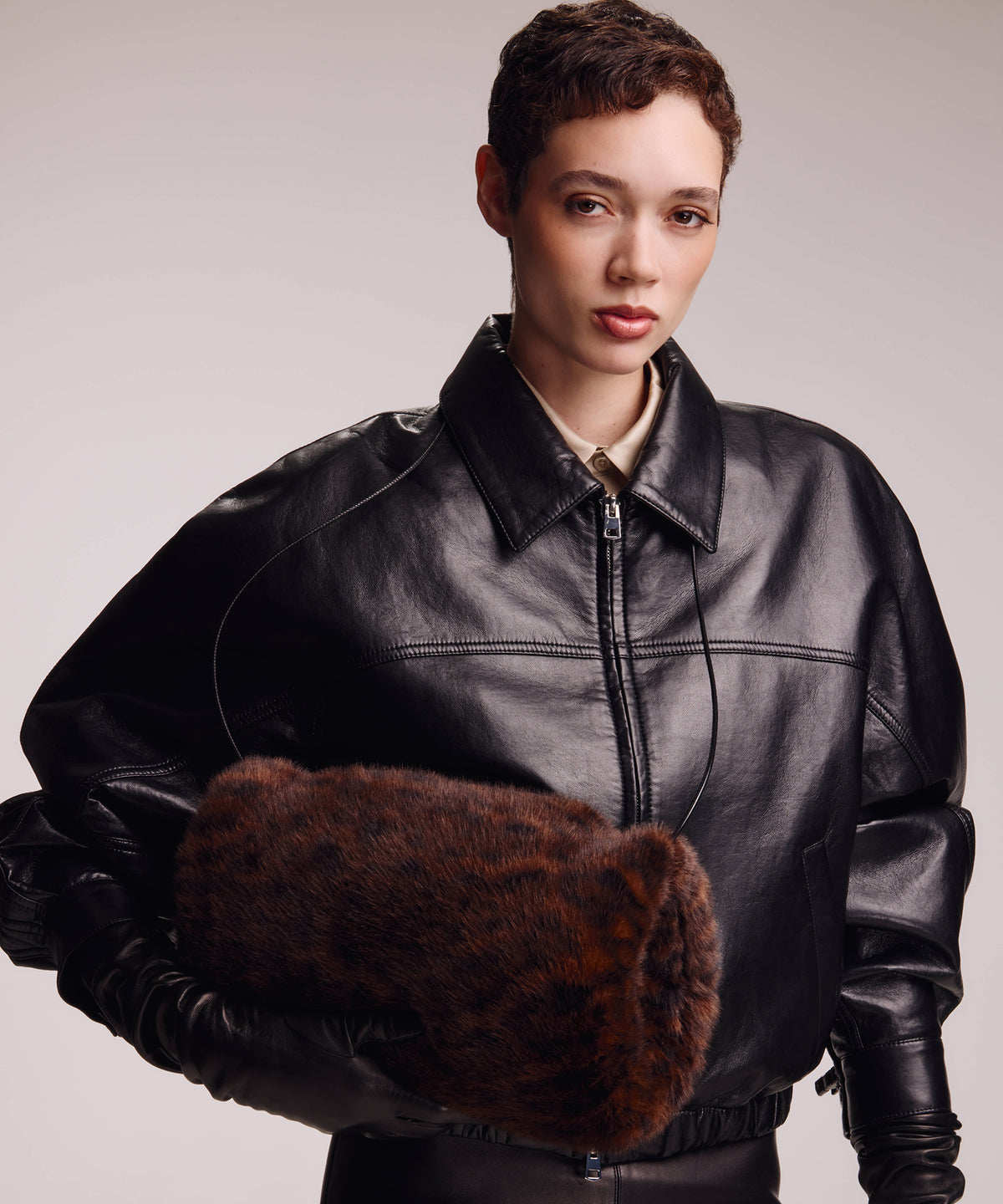 Faux Fur Muff in Brown