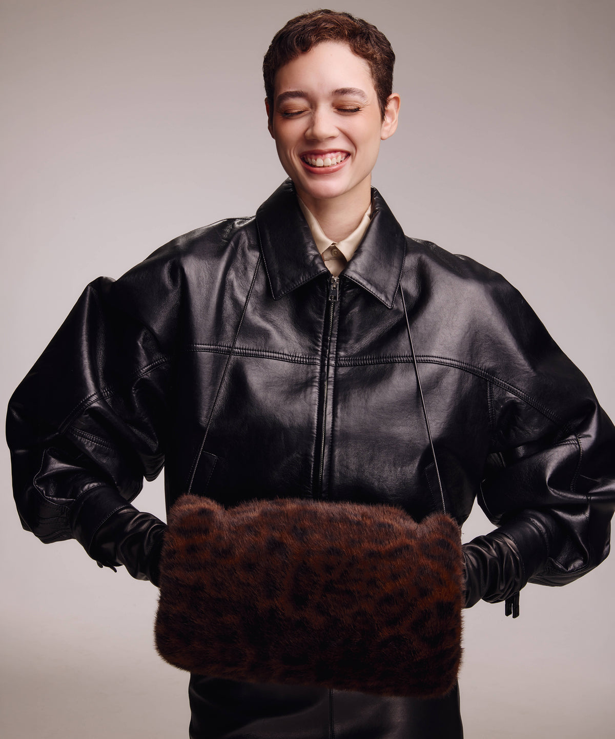 Faux Fur Muff in Brown