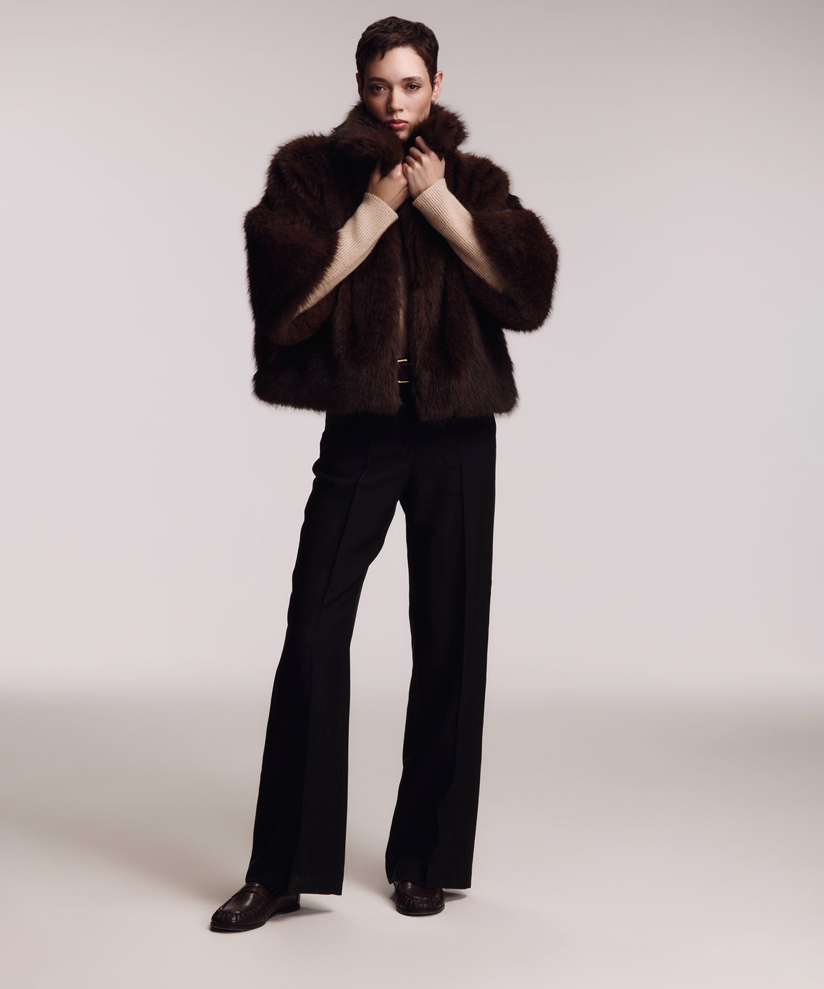 Blair Novelty Faux Fur Jacket in brown