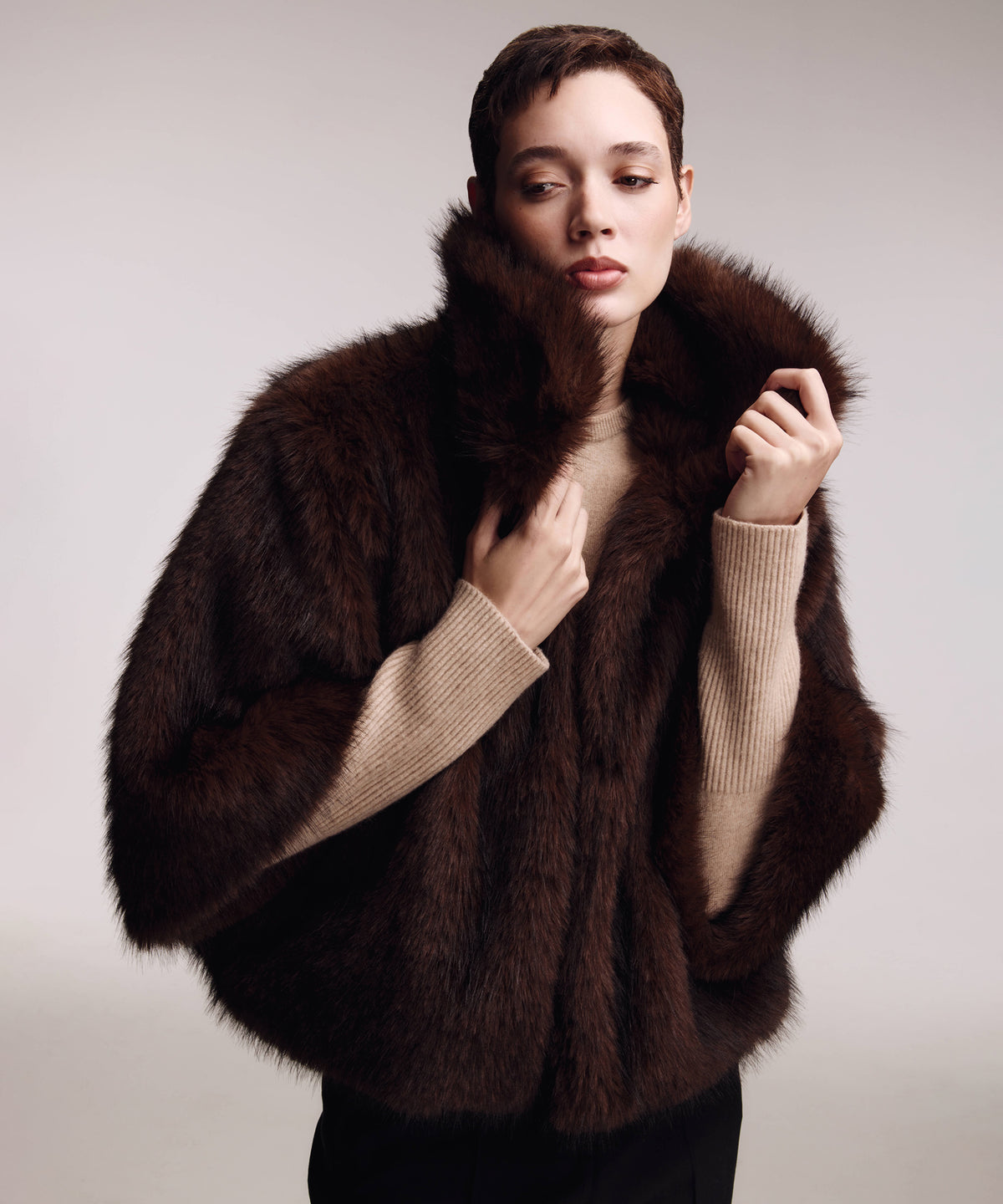 Blair Novelty Faux Fur Jacket in brown