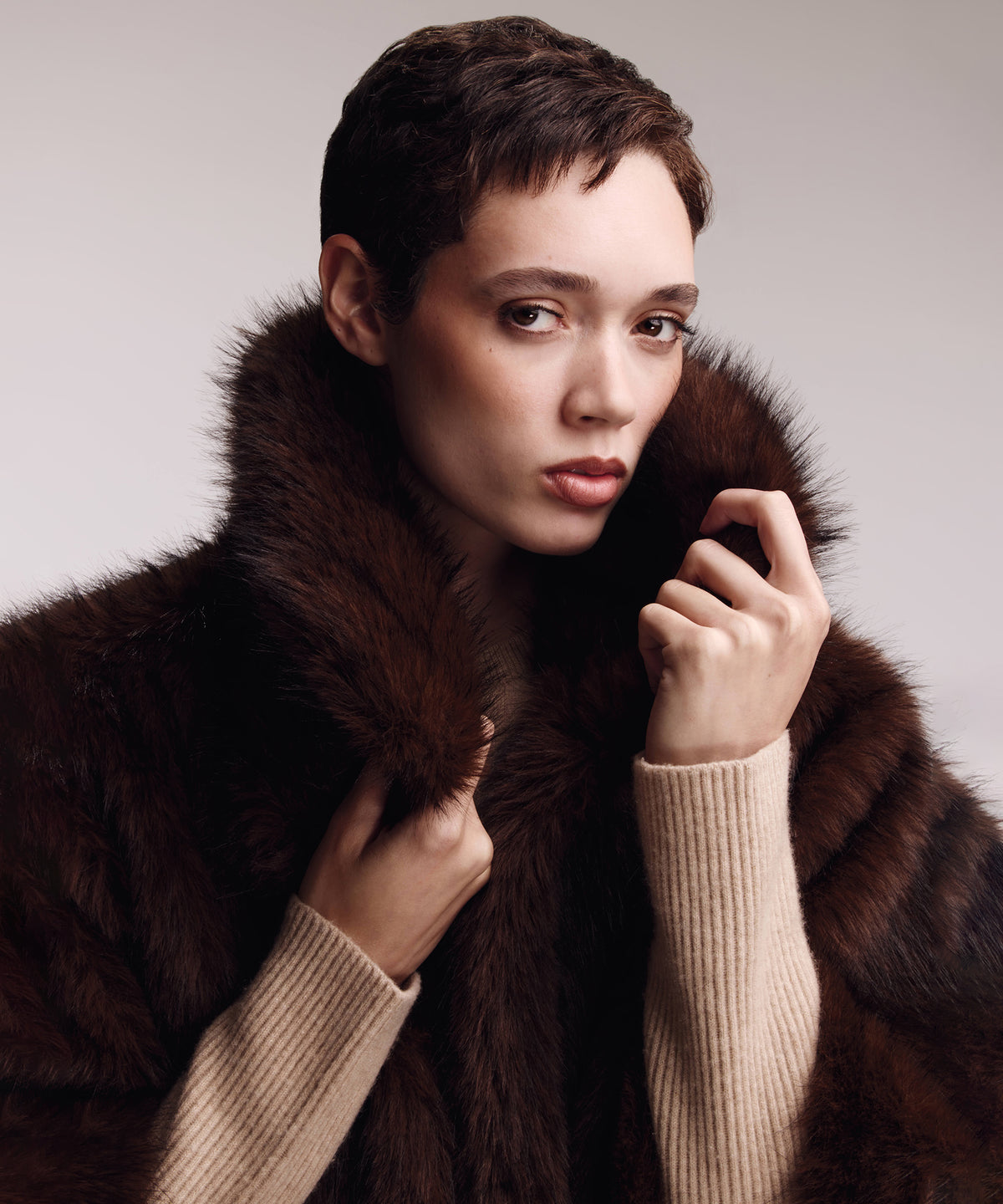 Blair Novelty Faux Fur Jacket in brown