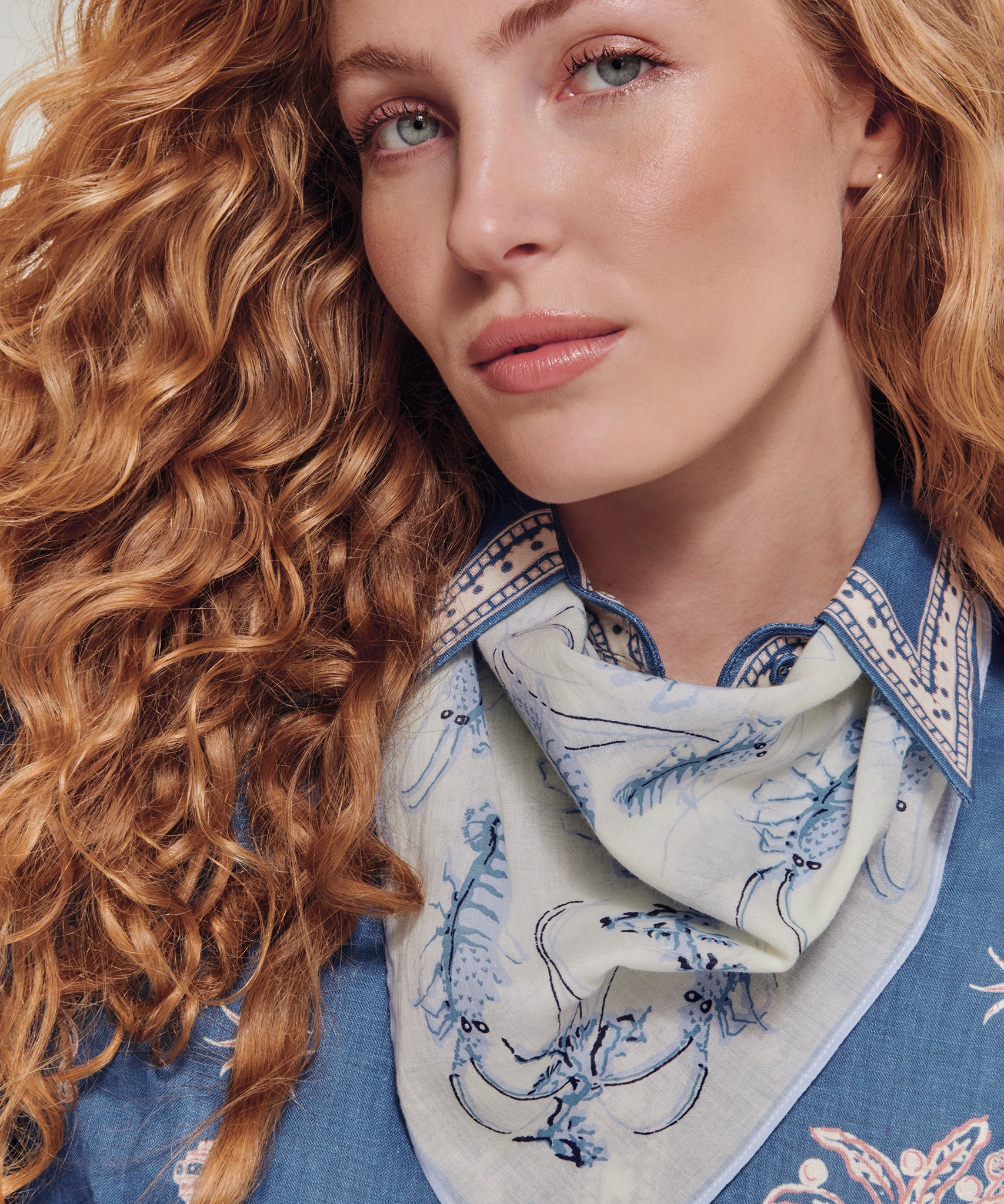 Shrimp Boat Bandana in color blue shadow