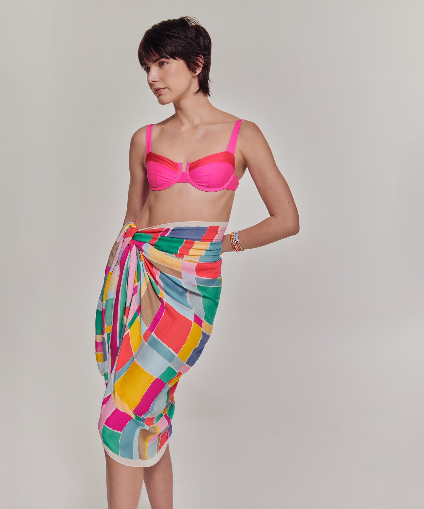 Painted Plaid Wrap in color multi