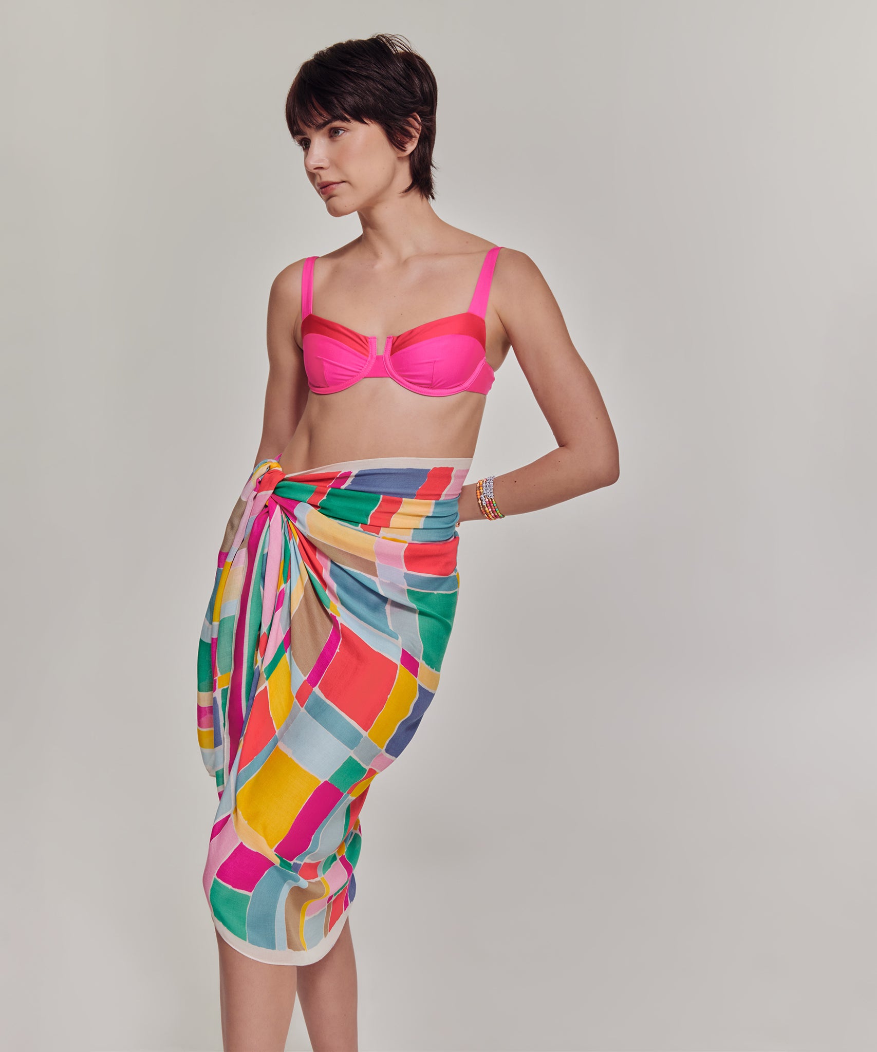 Painted Plaid Wrap in color multi