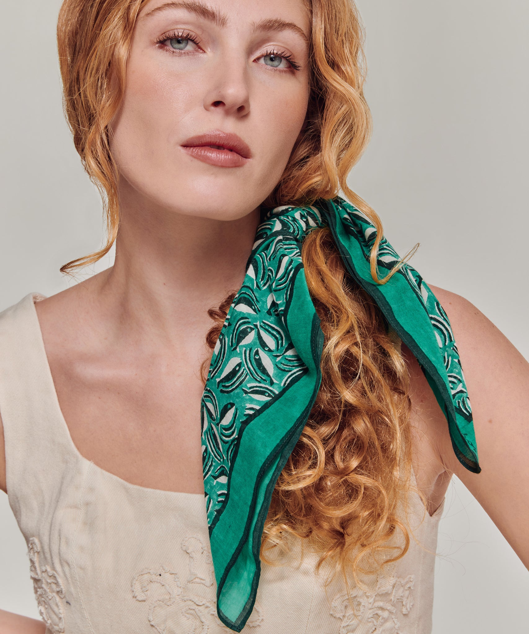 Shoal Of Fish Bandana in color leaf green