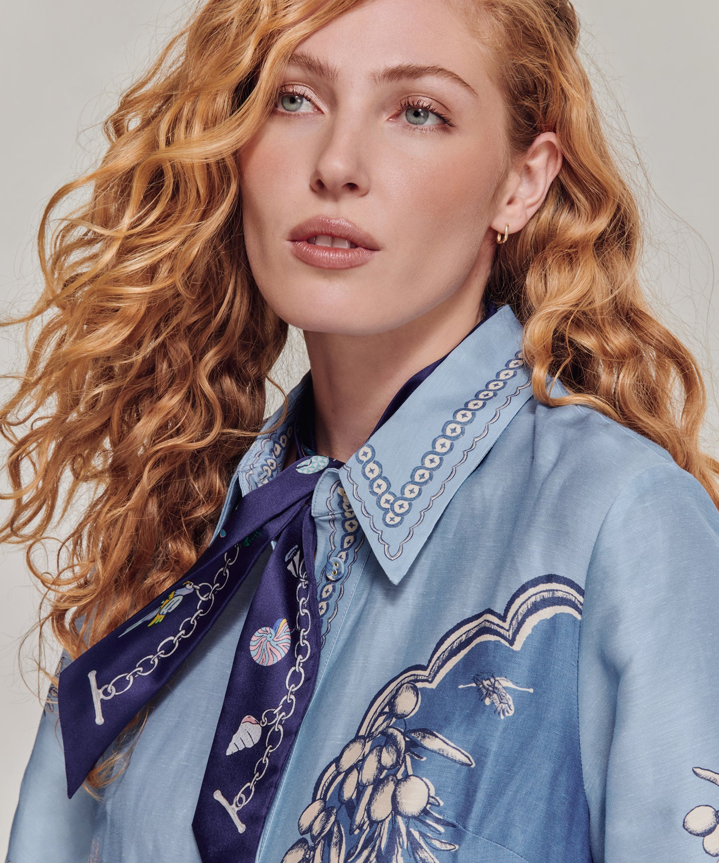 Charmed Life Silk Ribbon Scarf in color navy