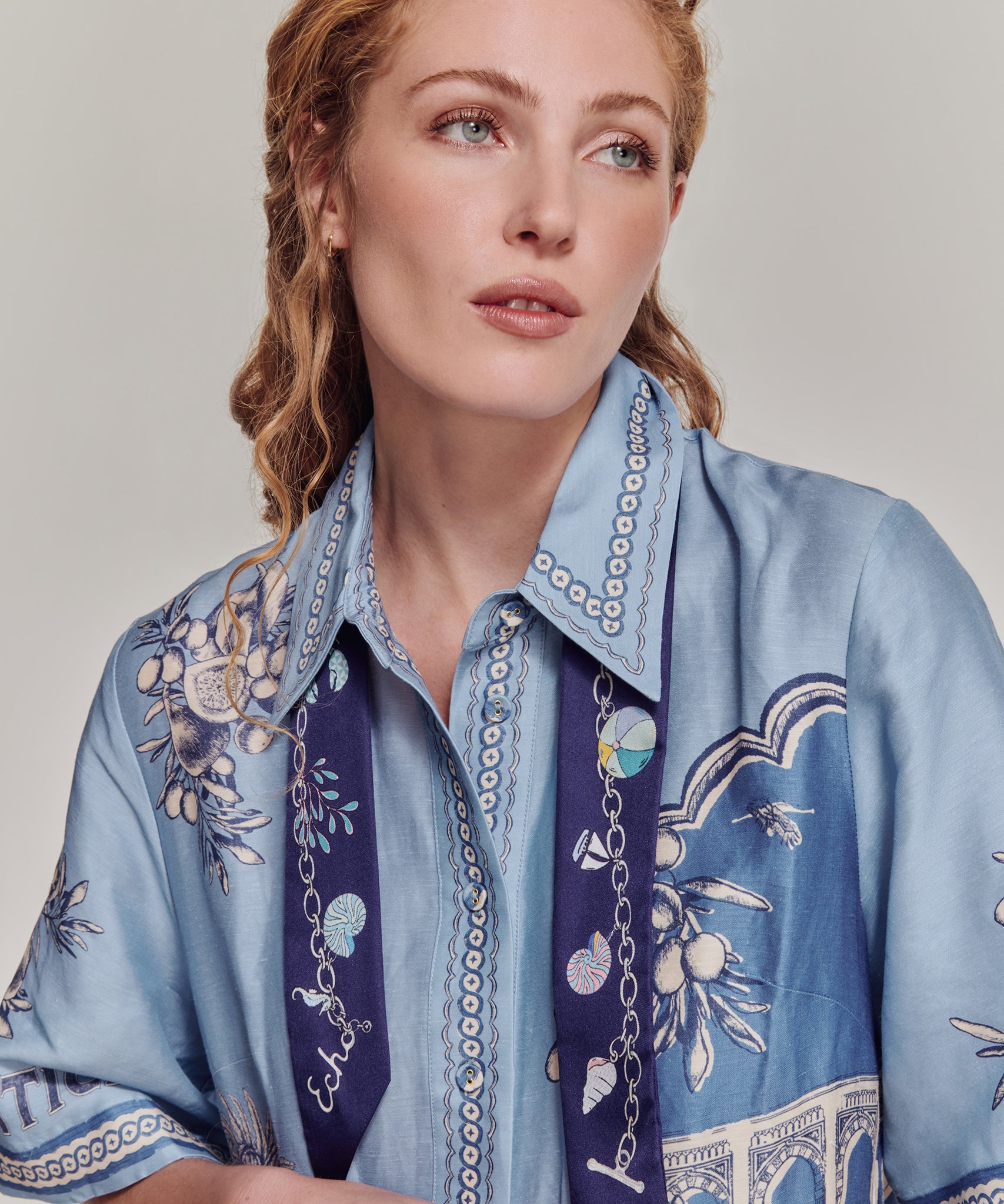 Charmed Life Silk Ribbon Scarf in color navy