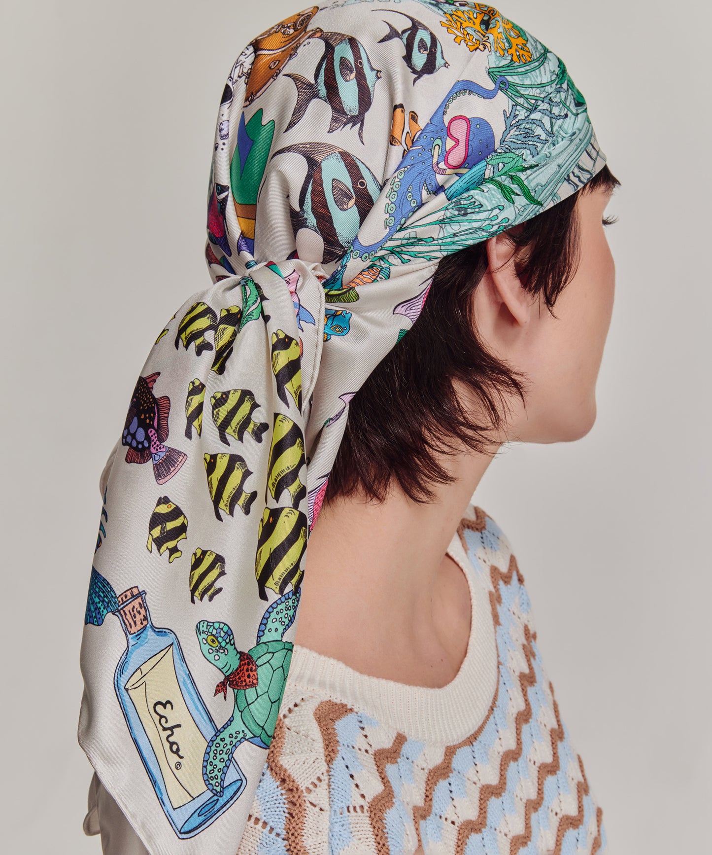 Lost At Sea 35" Silk Square Scarf in color multi