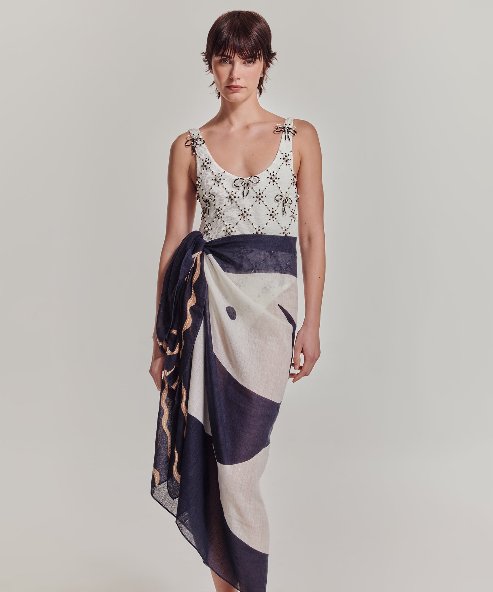 Catch Of The Day Sarong in color black