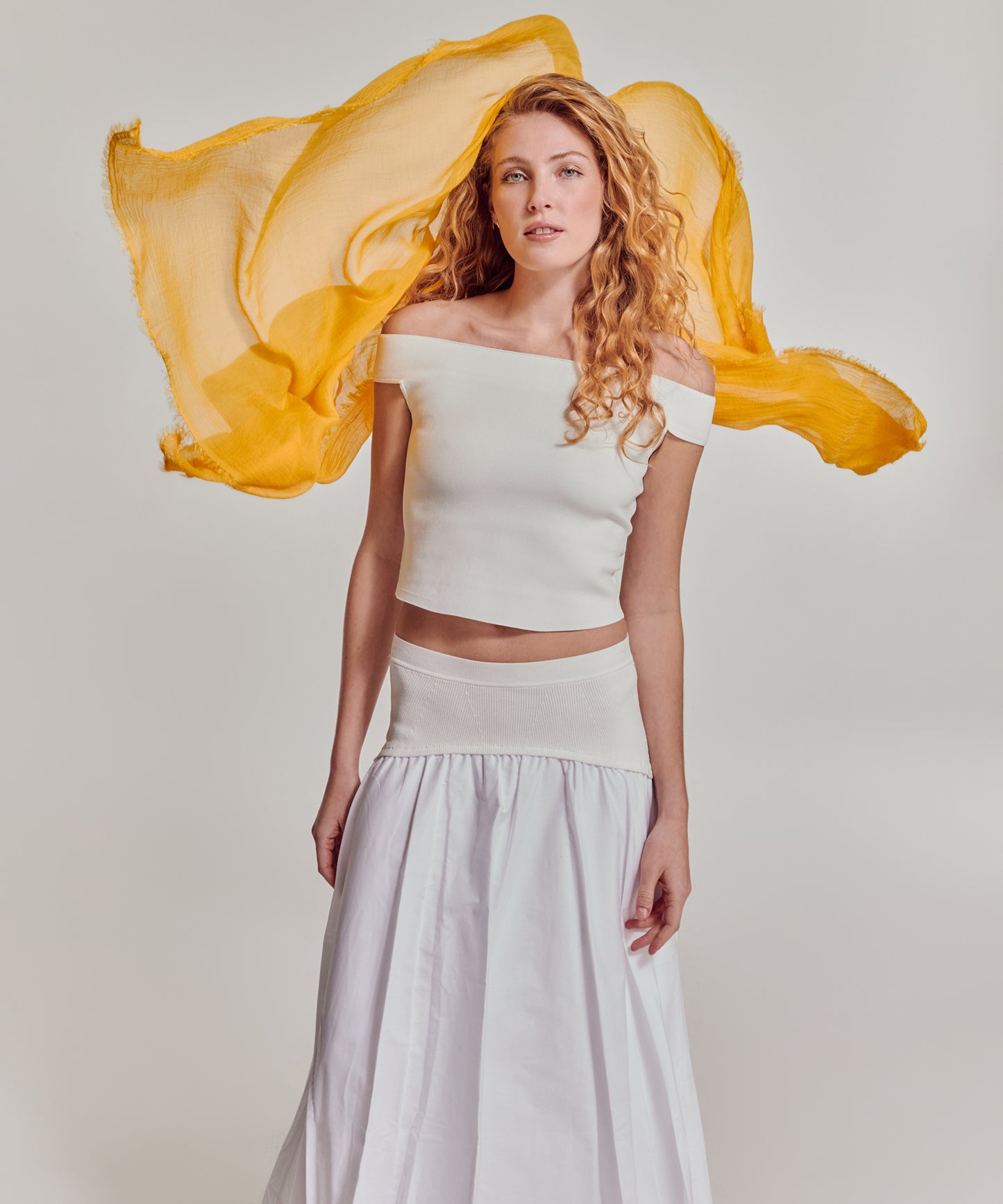 Essential Modal-silk Blend Crinkle Wrap in color sulfur