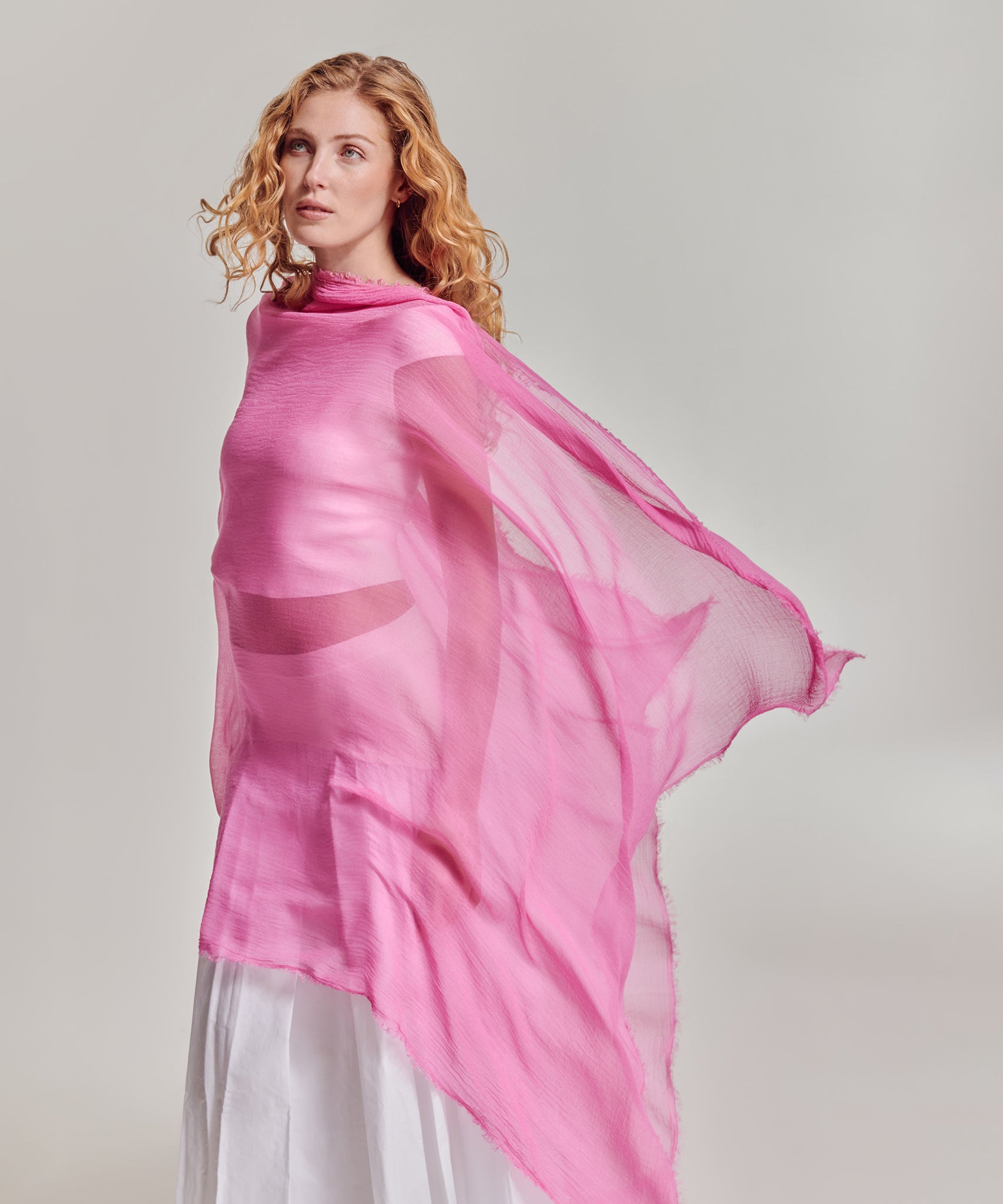 Essential Modal-silk Blend Crinkle Wrap in color beach pink
