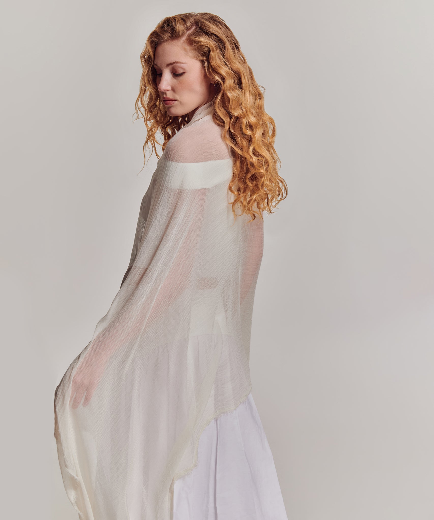 Essential Modal-silk Blend Crinkle Wrap in color cream