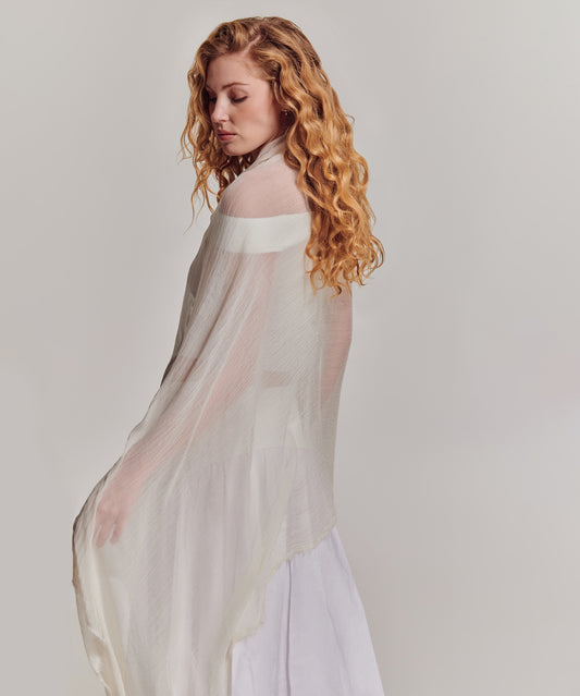 Essential Modal-silk Blend Crinkle Wrap in color cream