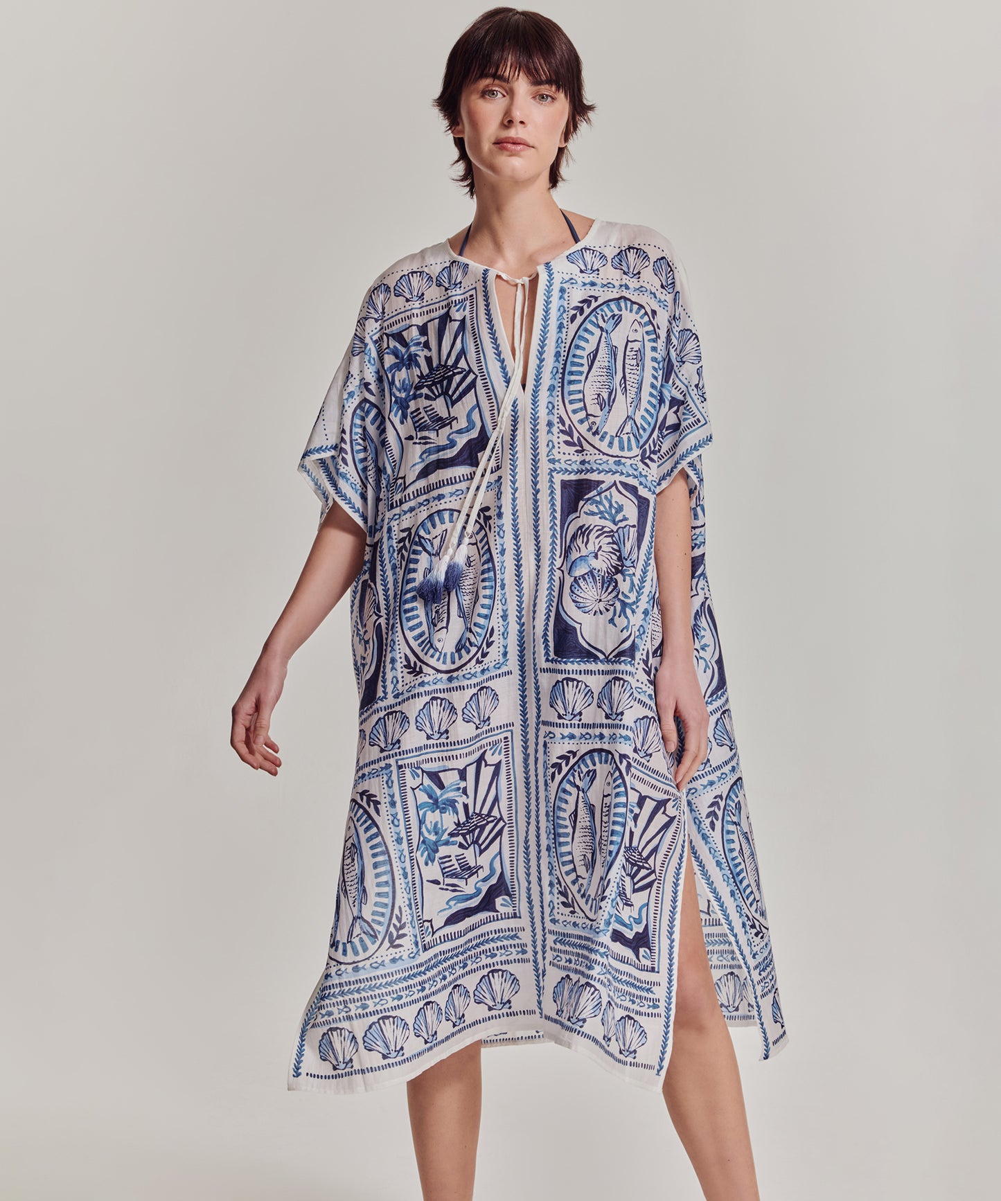 Montauk Tile Caftan in color cream