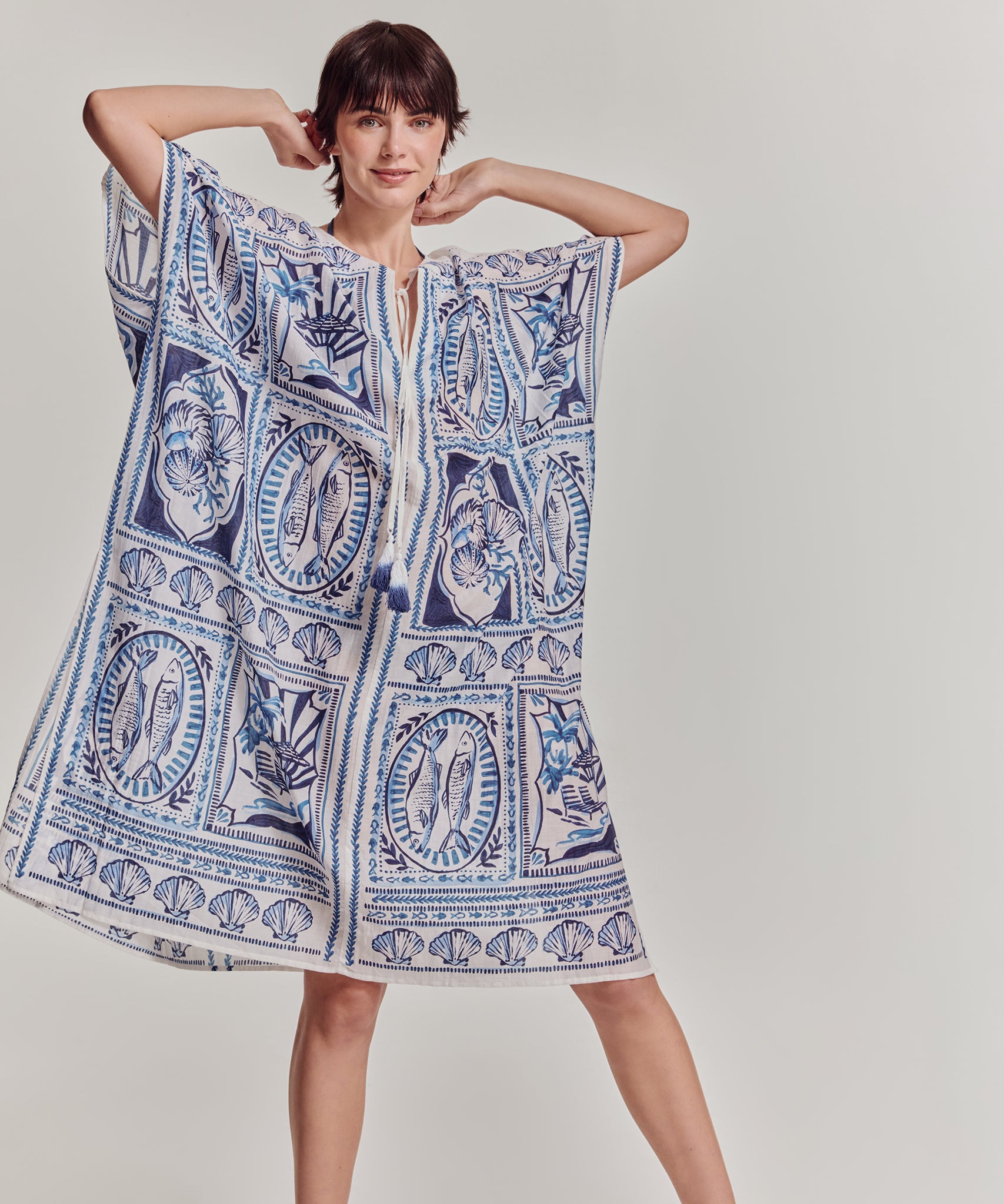 Montauk Tile Caftan in color cream