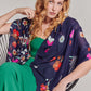 Falling Flowers Wrap in color navy