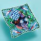Beach Picnic Silk Square in color ultramarine