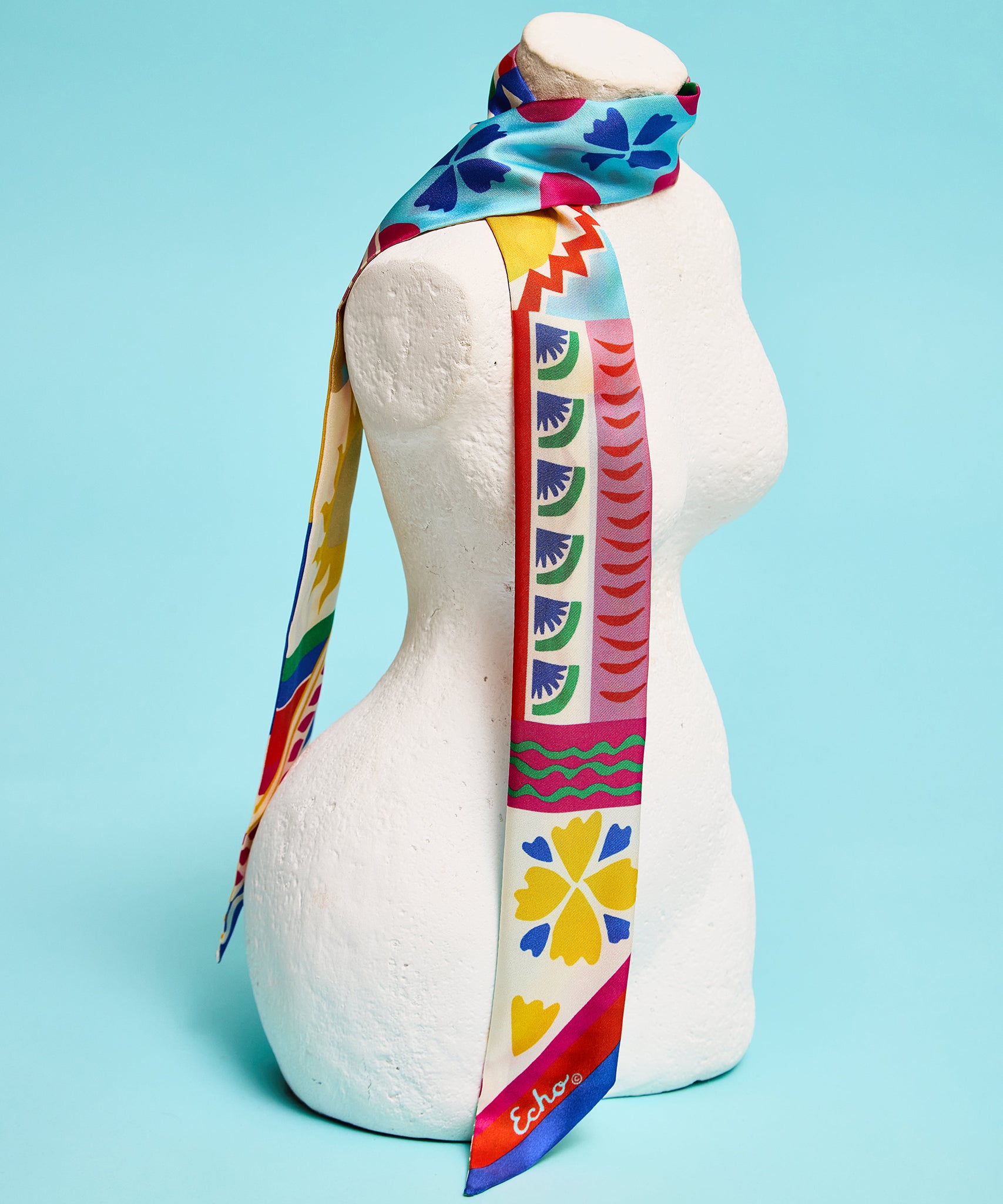 Coastal Collage Silk Ribbon Scarf in color multi