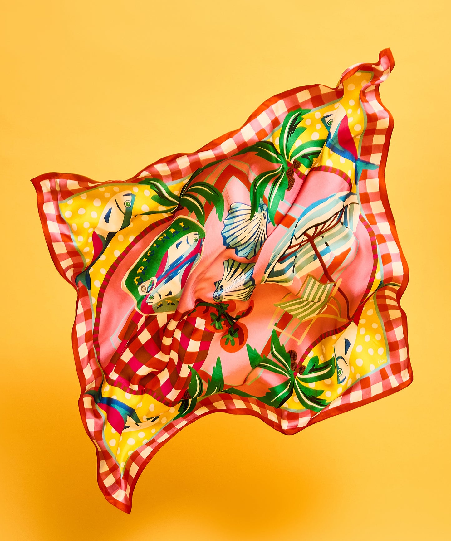 Beach Picnic Silk Square in color beach pink