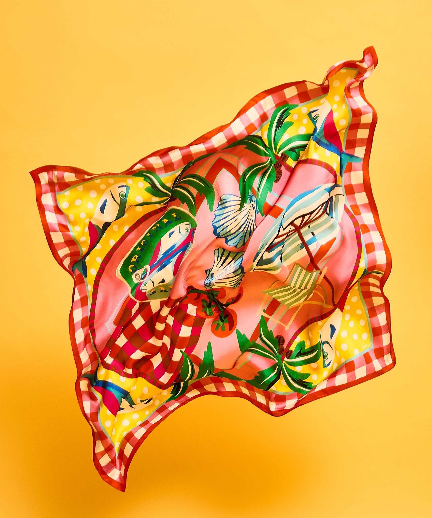 Beach Picnic Silk Square in color beach pink