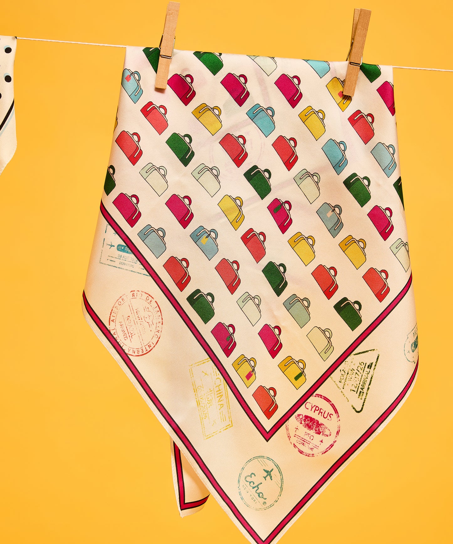 Vintage Luggage Silk Bandana in color multi