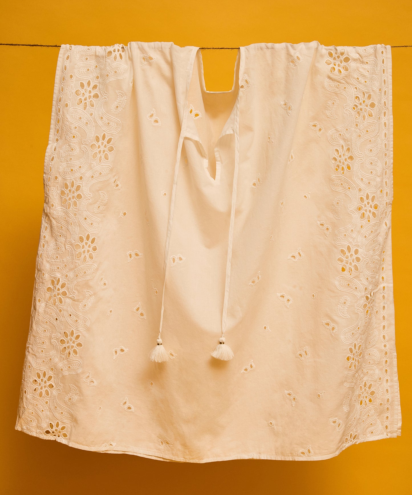 Bandana Embroidered Caftan in color cream