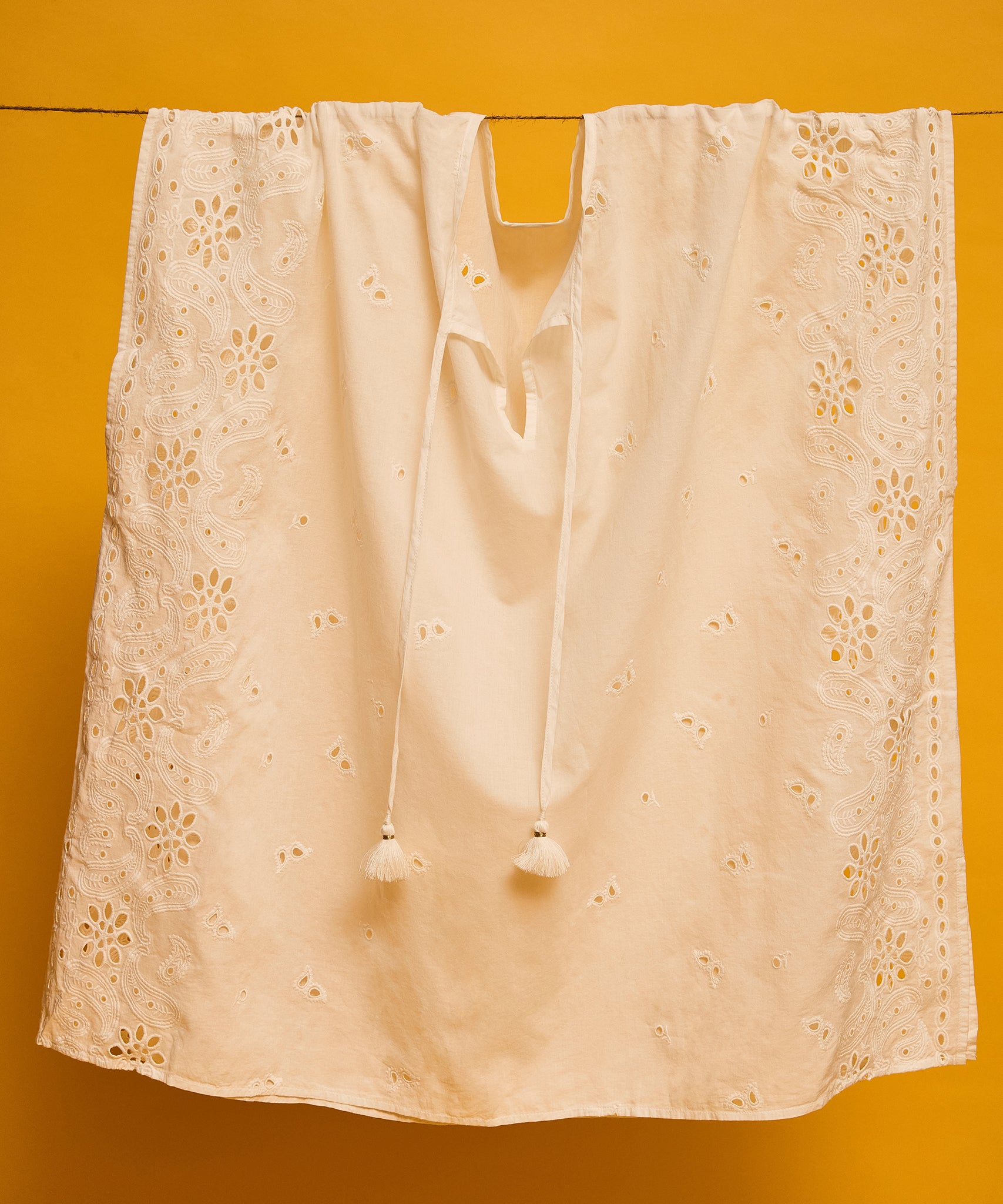 Bandana Embroidered Caftan in color cream