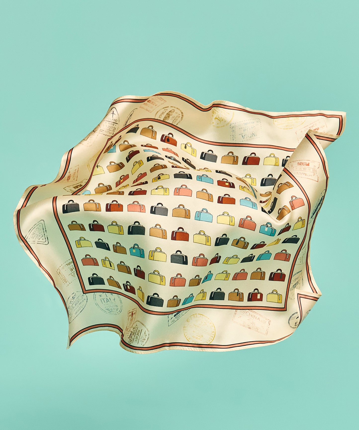 Vintage Luggage Silk Bandana in color pebble