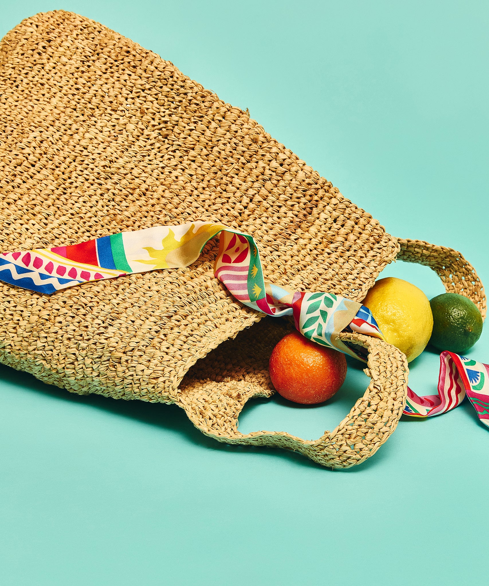 Coastal Collage Silk Ribbon Scarf in color multi