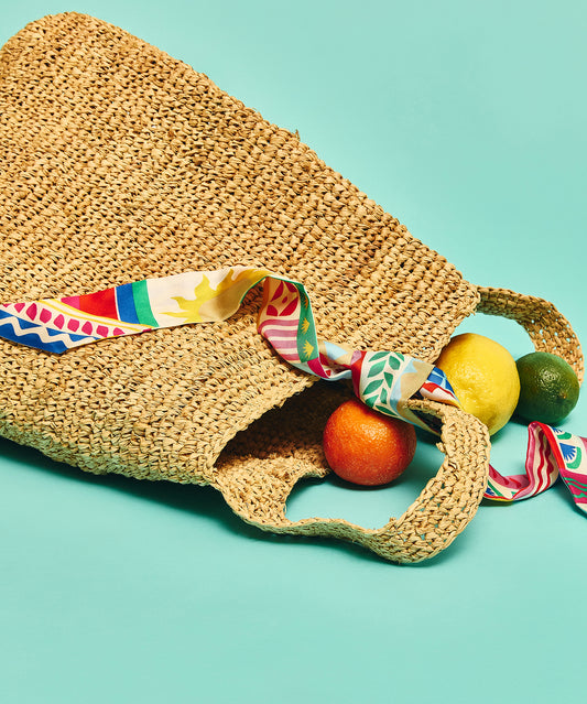 Coastal Collage Silk Ribbon Scarf in color multi