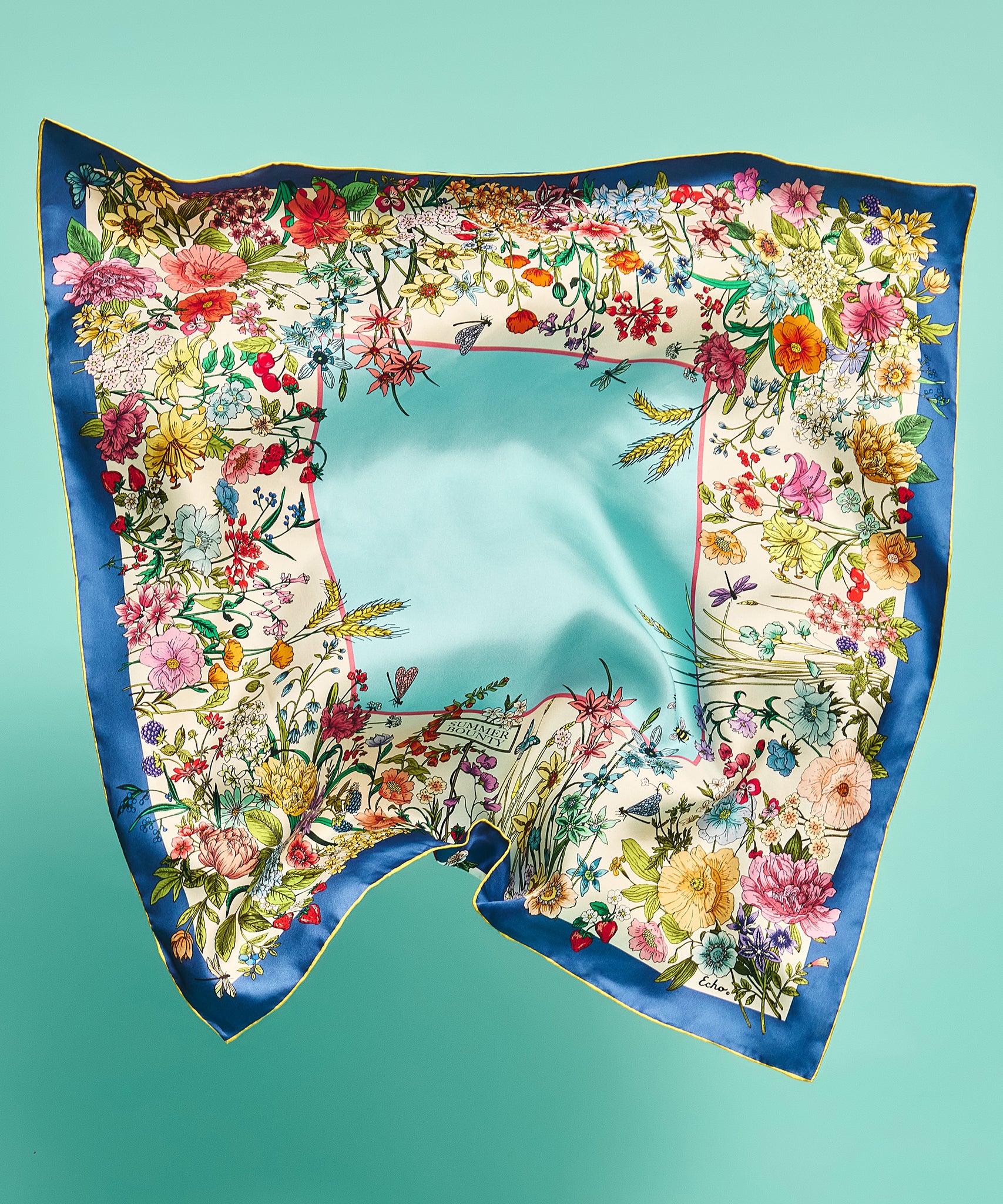 Summer Bounty 35" Silk Square Scarf in color multi