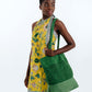 Tambour Market Tote in color Amazon Green on a model