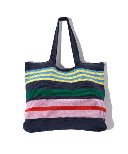 Gallery Stripe Crochet Tote in color Navy