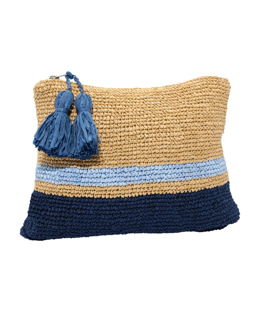 Tropic Stripe Clutch in color Natural/Navy