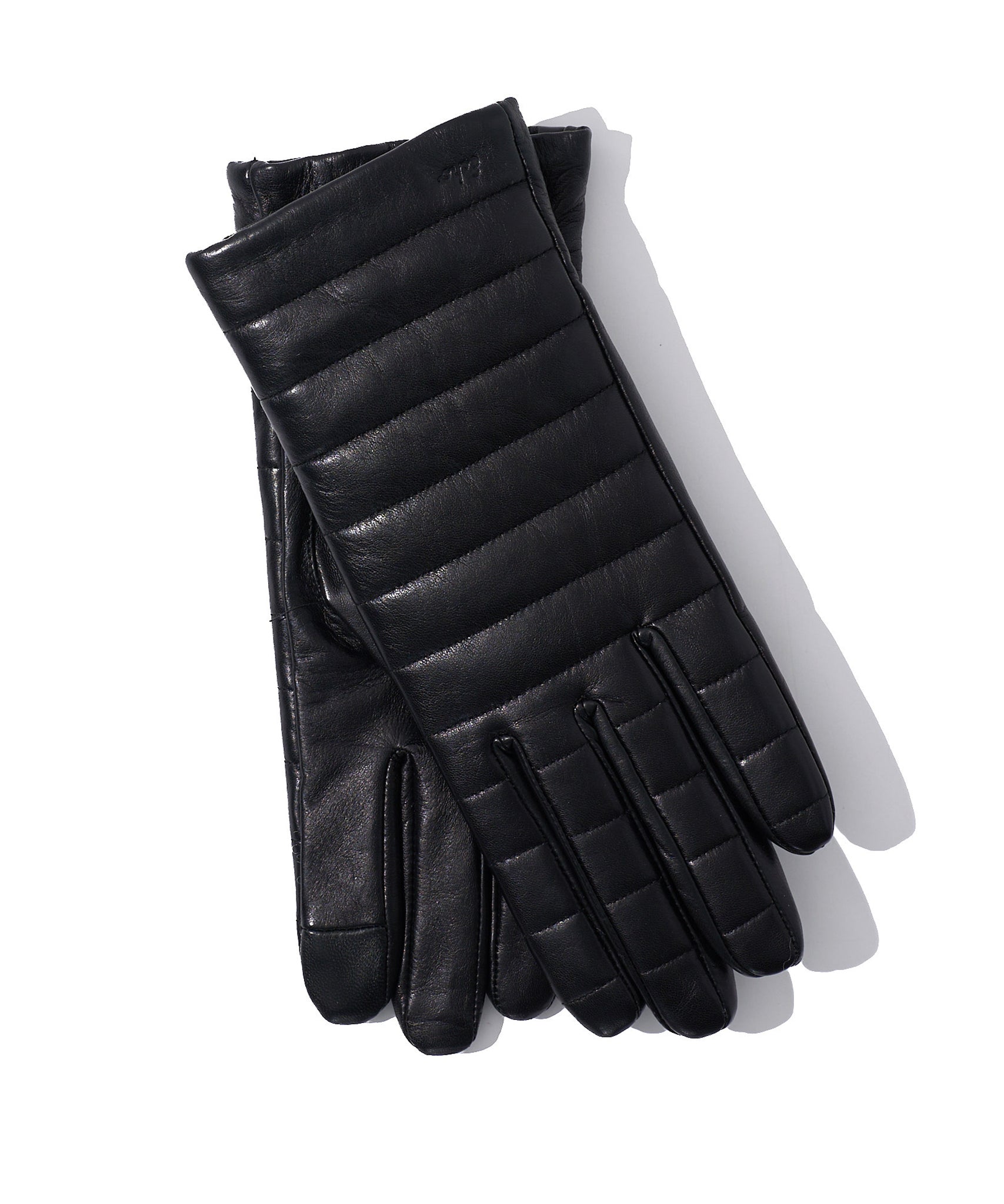 Channel Quilted Leather Glove in color Black