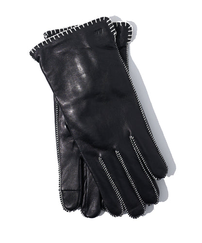 Stitched Leather Glove in color Black
