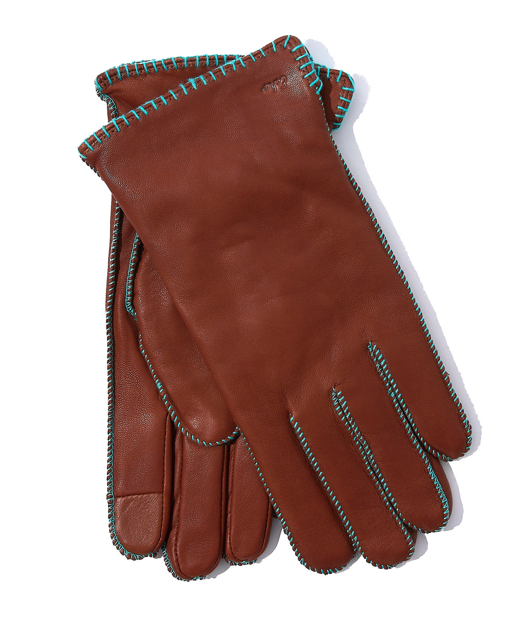 Echo Stitched Leather Tech Gloves - Chestnut