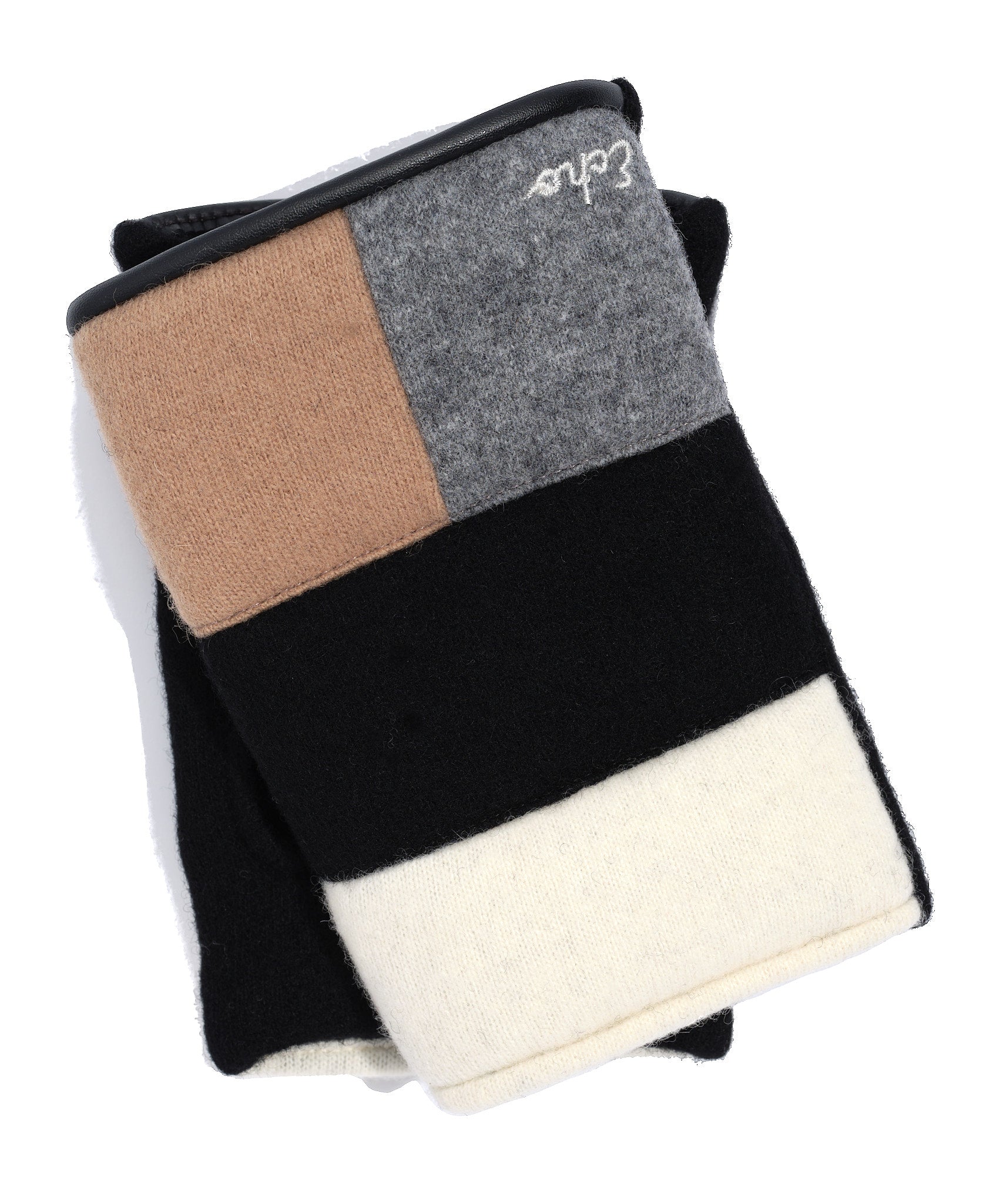 Patchwork Hand-warmer in color Black/Camel