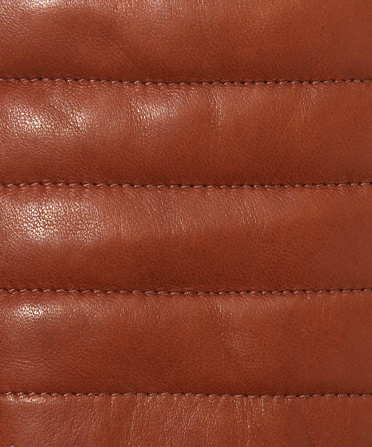 Channel Quilted Leather  Hand-warmer in color Chestnut