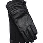 Ruched Leather Glove in color Black