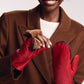 Zip-top Glove With Faux Fur Lining in color Cherry