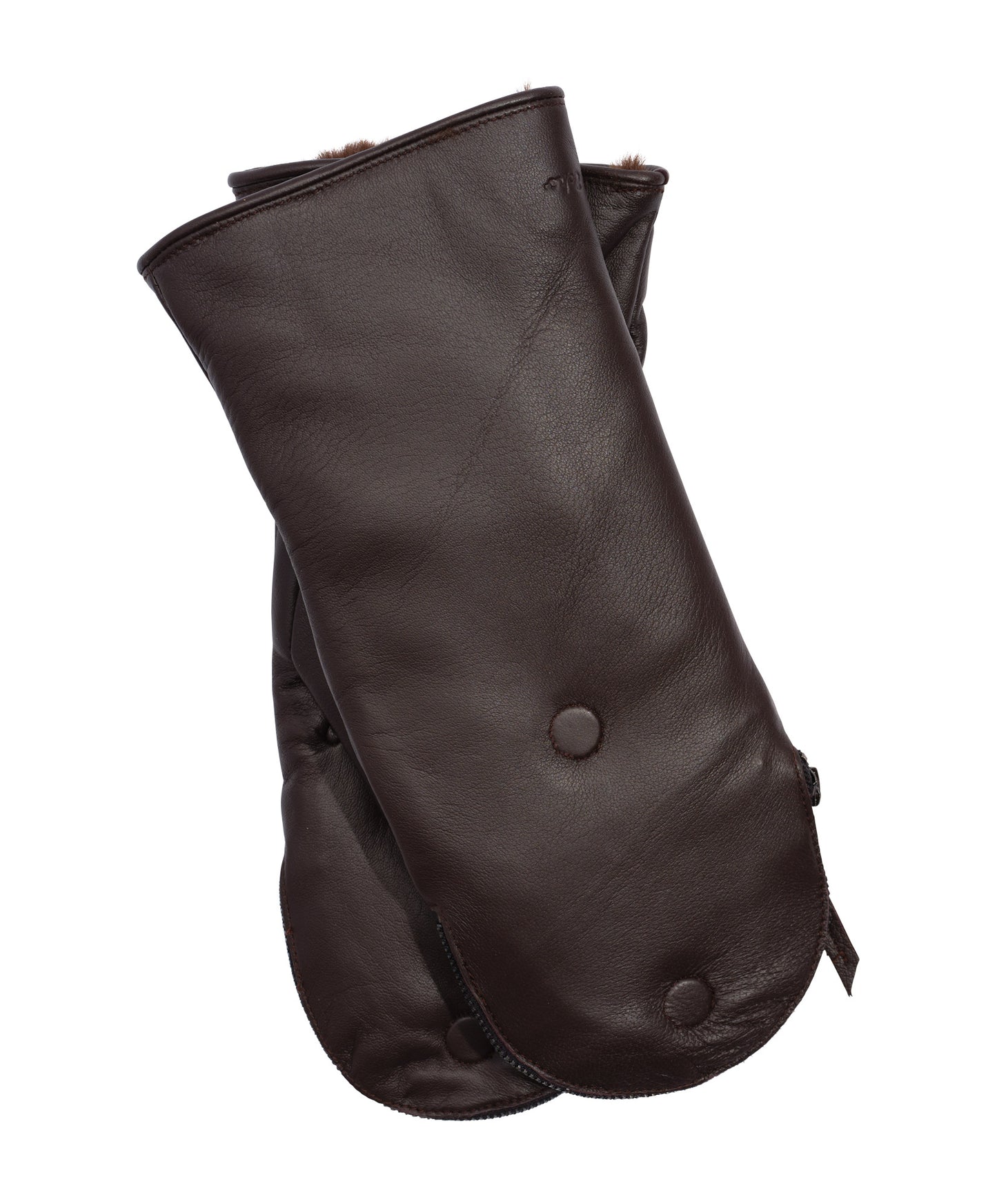 Zip-top Glove With Faux Fur Lining in color Chocolate