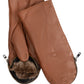 Zip-top Mitten With Faux Fur Lining in color cinnamon bark