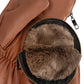 Zip-top Mitten With Faux Fur Lining in color cinnamon bark