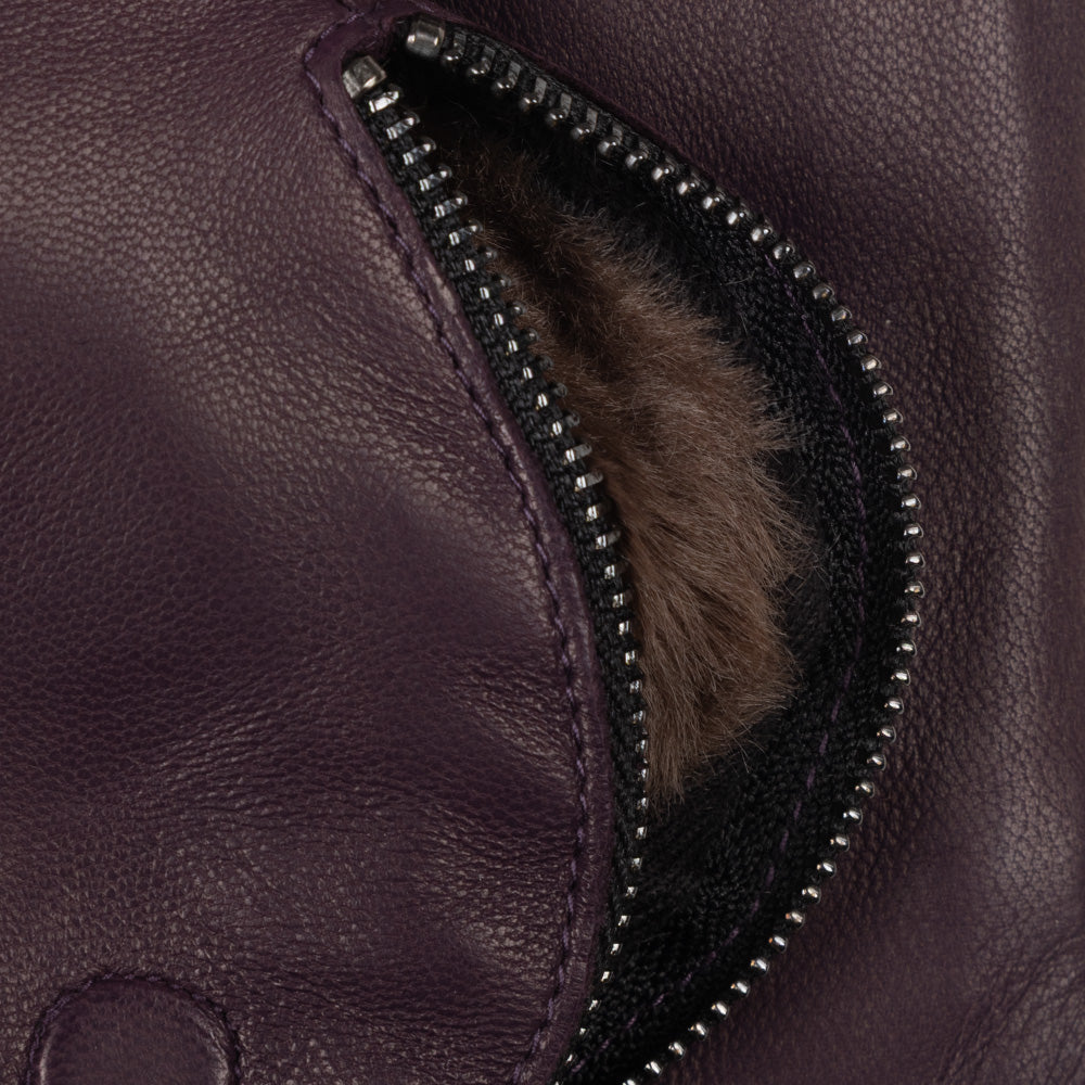 Zip-top Glove With Faux Fur Lining in color Winetasting