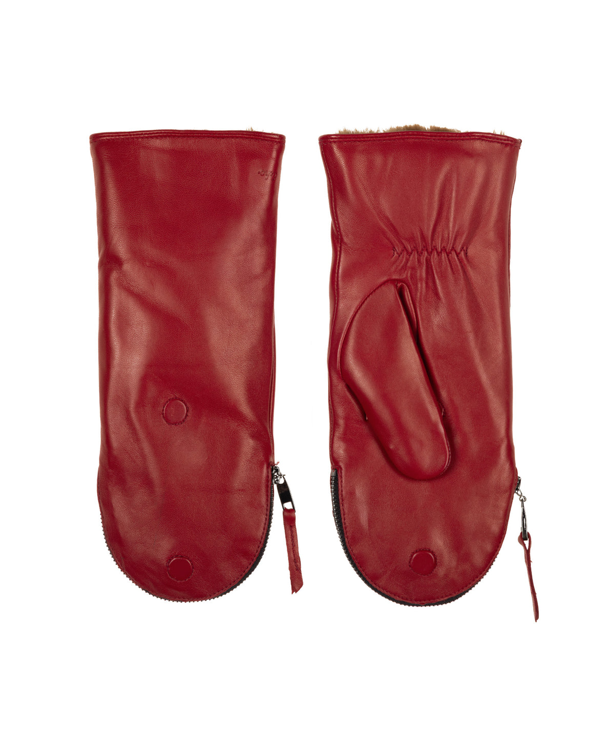 Zip-top Glove With Faux Fur Lining in color Cherry