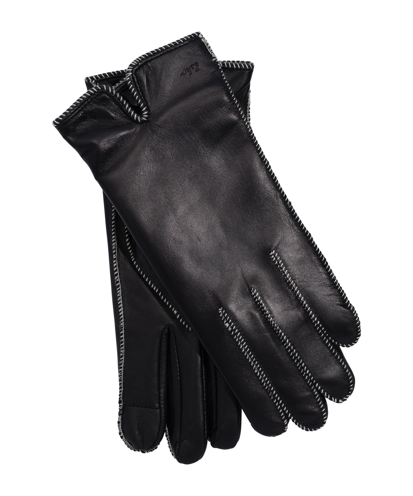 Whip Stitch Leather Glove in color Black/White