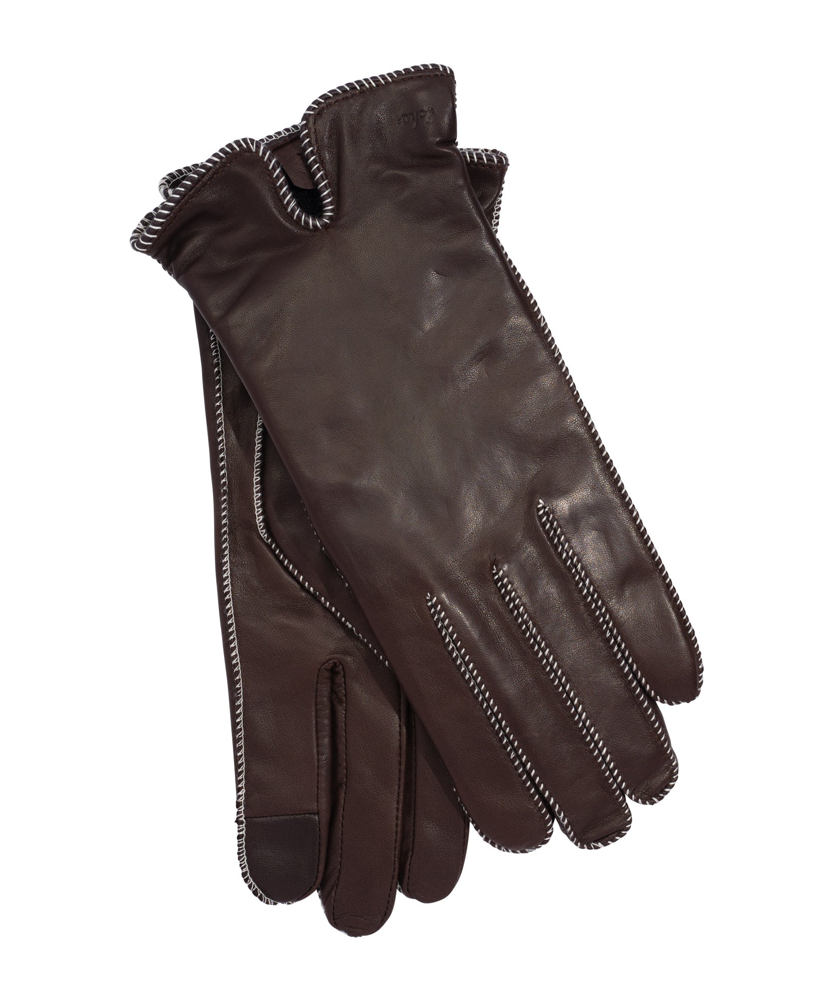 Whip Stitch Leather Glove in color Chocolate/Natural