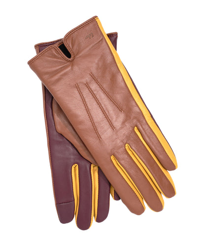 Colorblock Leather Glove in color cinnamon bark