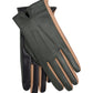 Colorblock Leather Glove in color forest green 